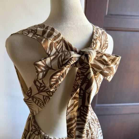 HOUSE OF HARLOW 1960 | Linen Tie Back Tiered Skirt Open Back Sundress | Small - Picture 5 of 8